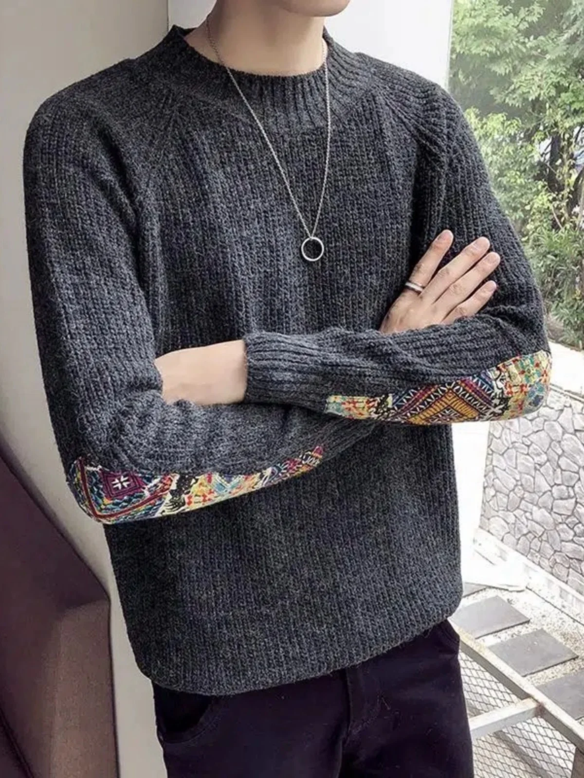 

2024 New Sle Hong Kong Faion Men's Thiened Winter Slim Fit Crew Ne INS Sweater Korean Version Trendy And Haome