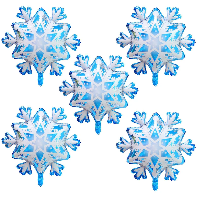 

5pcs Christmas Ice And Snow Theme Snowflake Aluminum Foil Balloons Winter New Year Party Celebration Wonderland Decor Supplies