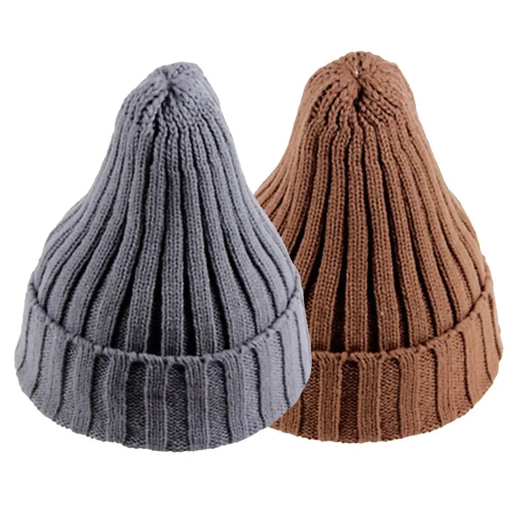 Fashion Warm Beanie Knitted Solid Edge Curl Colorful Beanie Cap For Women Men Ear Protection Skullies Autumn Winter Hat