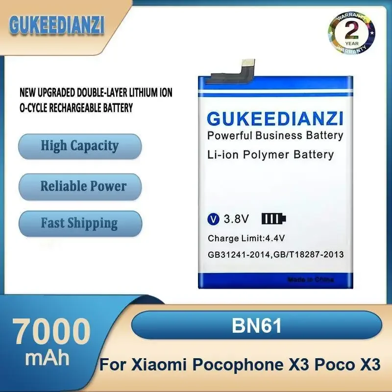 

BN61 7000mAh High Capacity Mobile Phone Battery For Xiaomi Pocophone X3 Poco X3