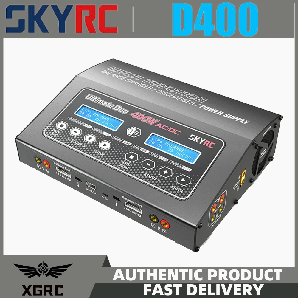 

SKYRC D400 400 Вт 20 А двойное интеллектуальное балансное зарядное устройство разрядное устройство для батареи 2-7S выходной источник питания постоянного тока 150 Вт