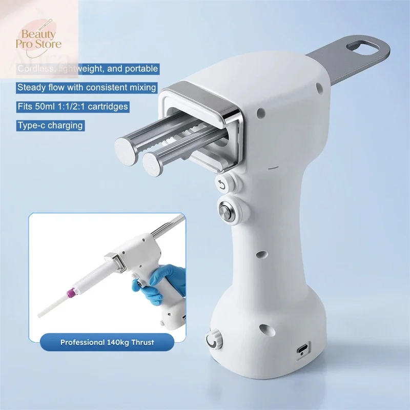 Portable Dental Electric Impression Dispensing Gun 50ml Universal Mixing Dispenser Rechargeable with Adjustable Speed