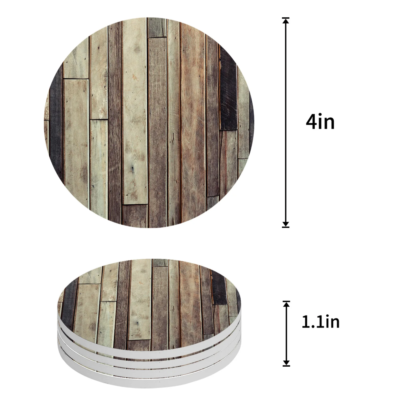 Wood Planks Retro Texture Ceramic Coaster Set Coffee Tea Cup Coasters Kitchen Accessories Round Placemat