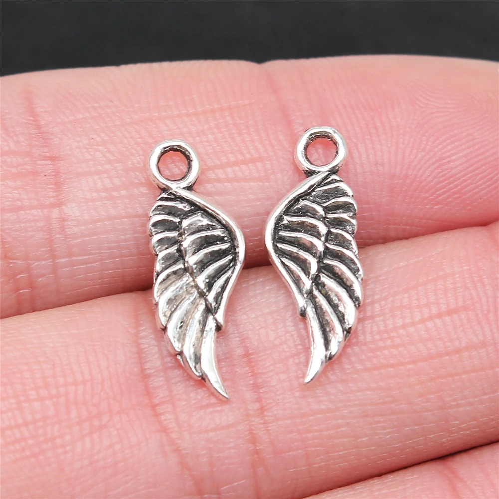 WYSIWYG 20pcs 21x8mm Angel Wings Charm 3 Colors Bird Wing Charms For Jewelry Making Necklace Bracelet Making