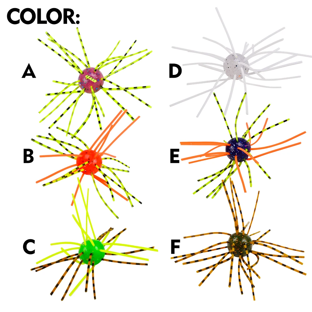 Sunlure Sea Urchin Shaped Tentacle Soft Bait 10PCS/Bag Artificial Silicone Swimming Bait 3g/1.6cm Bass Seawater Fishing Lures