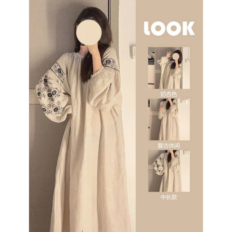 New Ladies Spring Autumn Women Loungewear Long Nightgown Girls Student Loose Robe Soft Comfortable Homewear Woman Casual Teen