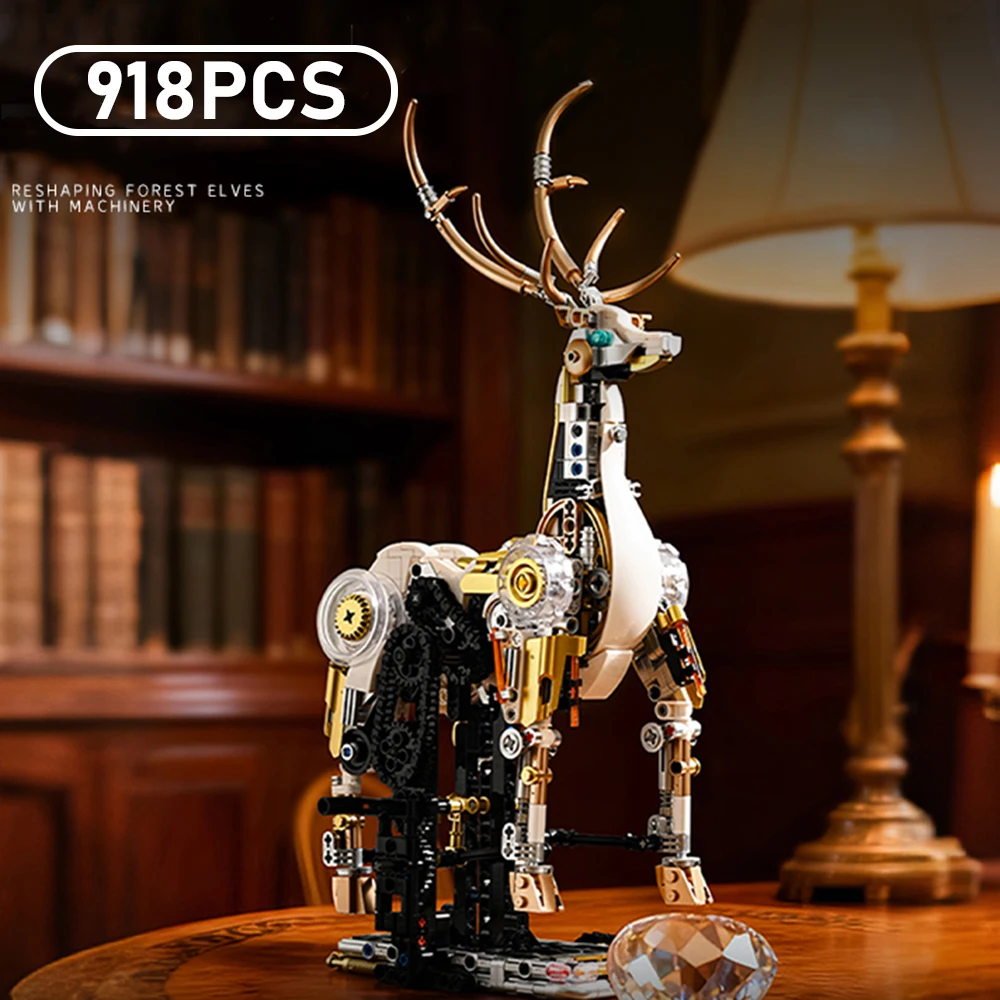 Mechanische Herten Gelede Gezamenlijke Bouwstenen Assemblagemodel Cyber Metal Stijl Educatieve Puzzel Speelgoed Home Display Decor