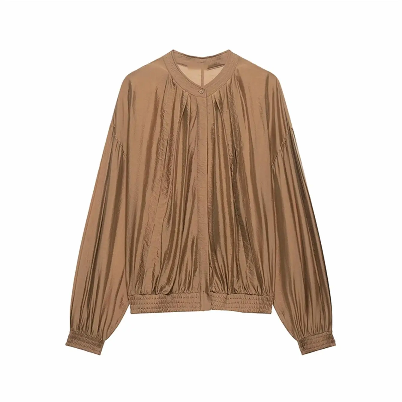 Damen Rundhals-Shirt Langarm Mode Einfarbig Locker Sitzend Bürokleidung Knopfleiste Elegante Streetwear Oberteile Damen 2026 Neu – Detail 2