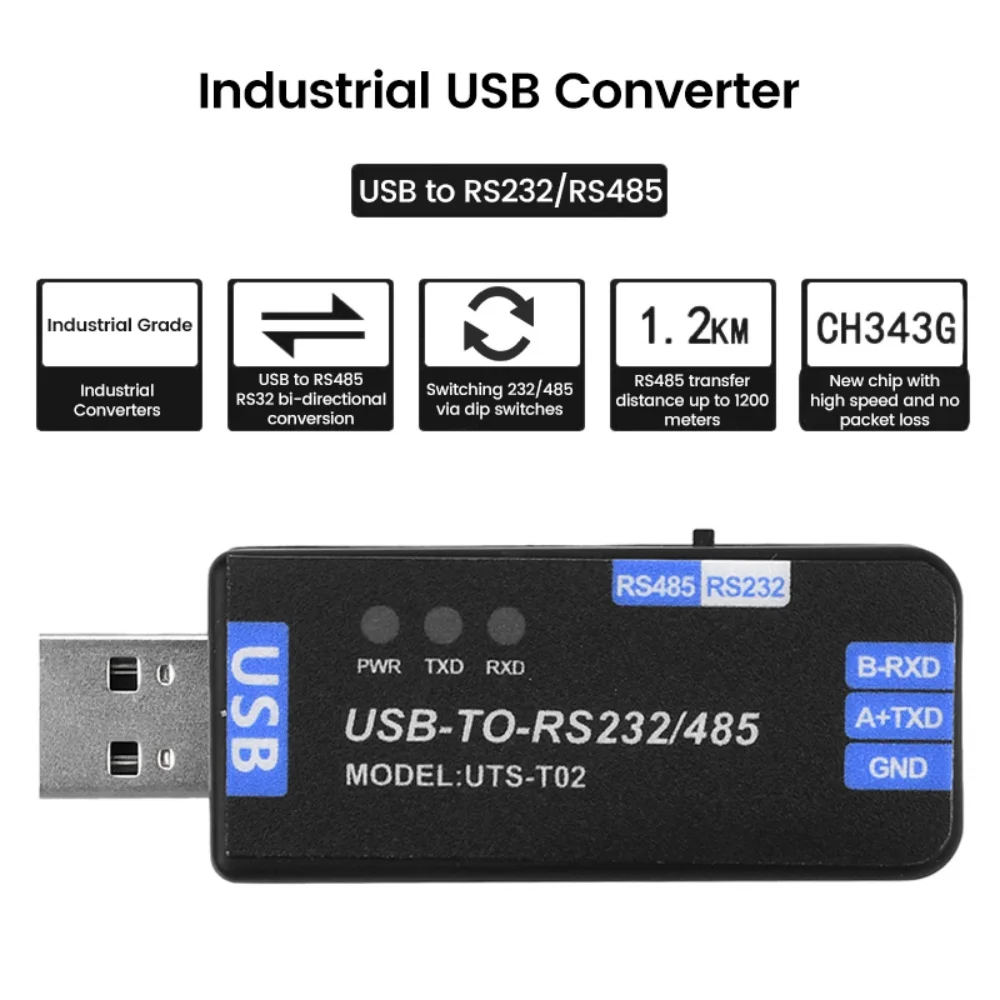 USB-to-RS485/RS232 Communication Module, Bidirectional Half-Duplex Serial Port Converter Communication Module, USB Interface