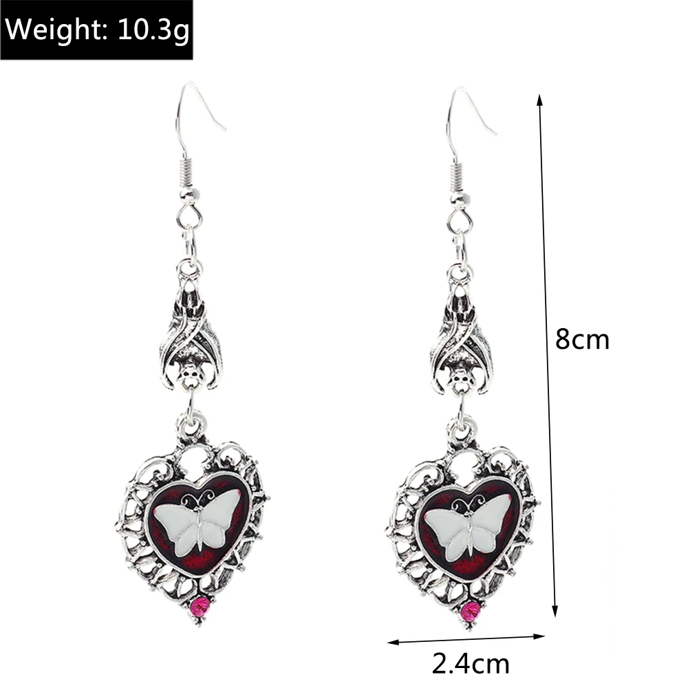 Ethnische Legierungs-Ohrringe mit Herzanhänger für Damen und Mädchen, Party- und Festival-Schmuck, Geschenke – Detail 26