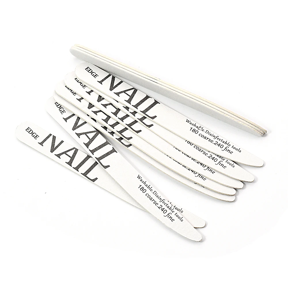 

200Pcs/Lot White Sandpaper Nails File Wholesale 180 Coarse 240 Fine Grit Wooden Files Knife Design Nail Supplies Manicure Files