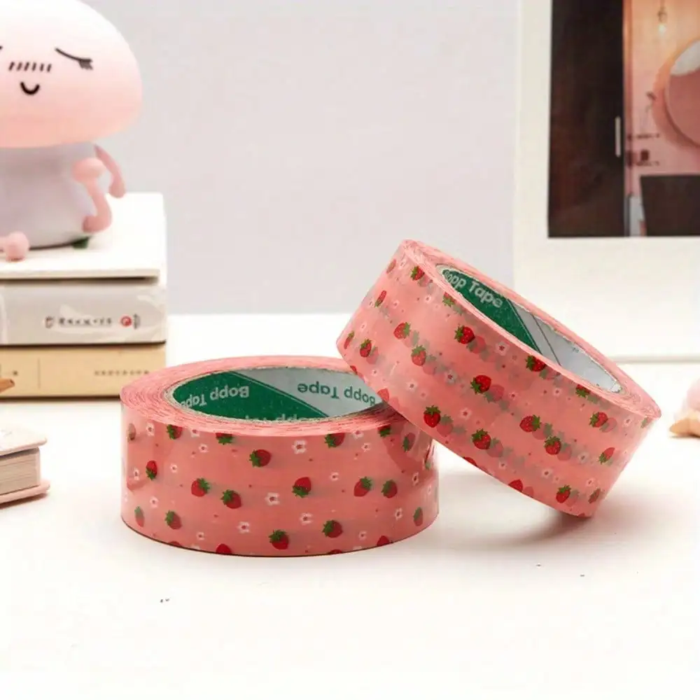 1 Roll 4.5cm * 100m/1.77 * 39.37 Inch Printed Strawberry Box Sealing Tape Cute And Fresh, Packaging Box Sealing Adhesive Tape