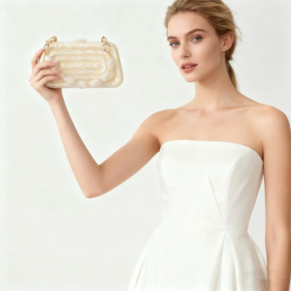 

Beige marble flower handmade Acrylic box Bag New Concave mini handbag Banquet Party Clutch evening bride Shoulder Crossbody Bag