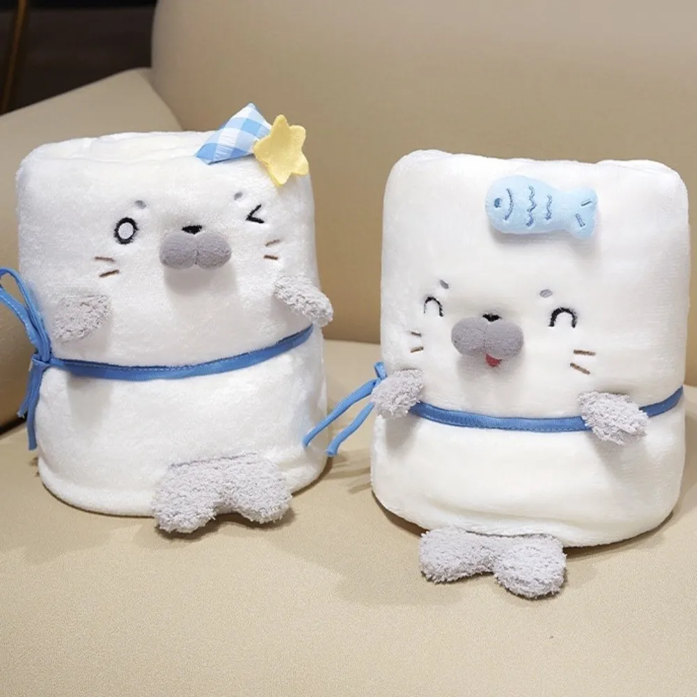 

Versatile Flannel Ocean Seal Nap Blanket Marine Life Seal Sleep Cloak Shawl Blanket Cartoon Warm Swaddlings Unisex