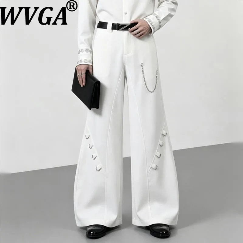 WVGA Spring Autumn New Men Wide-Leg Trousers High-End Heavy-Duty Metal Chain Design Niche Chic Casual Straight Pants Ins W26538