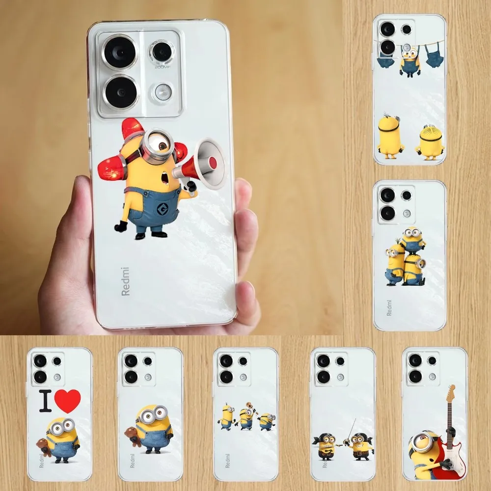 Cute M-Minions Phone Case For Xiaomi 11 Redmi Note 11 5G 8T 9A 9 10T Note8Pro Note9 12SUltra Transparent Case