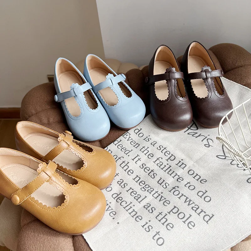 

2025 Spring/Autumn Girls' Soft Soled Small Leather Shoe with Velcro Classic Versatile Children's Single Kids Shoes for Girl