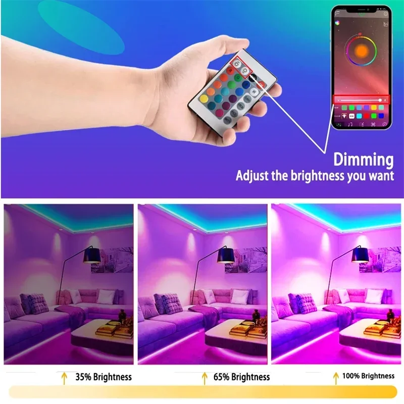 5050 RGB LED Strip Light USB 5V Smart Bluetooth Control IR Remote Flexible Led Tape 30/60 LEDs/M Colorful Ribbon Room Decor