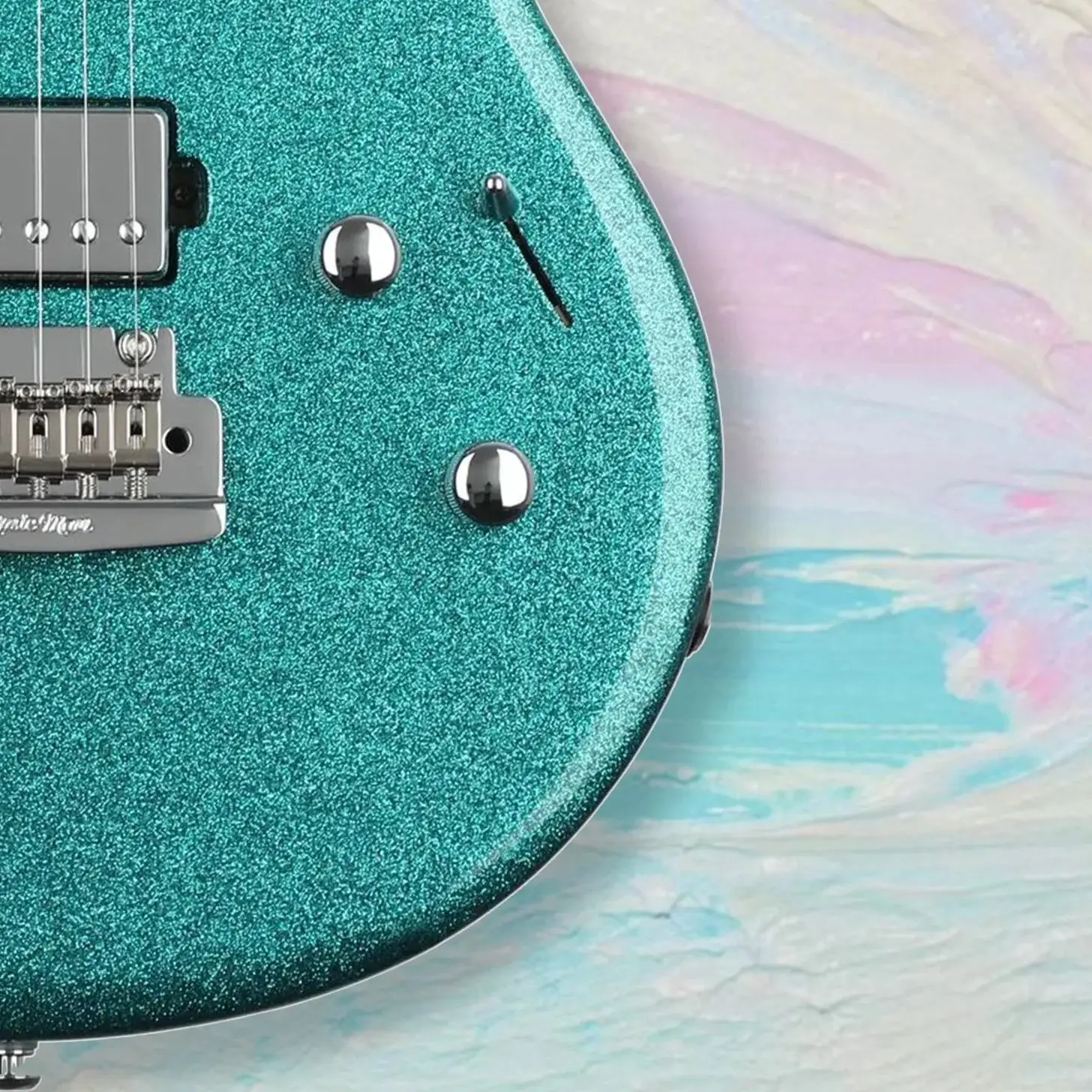 Customized Electric Guitar with Ocean Sparkle,Tremolo Bridge, Double Cutaway Body, Passive Pickups, Chrome Hardware