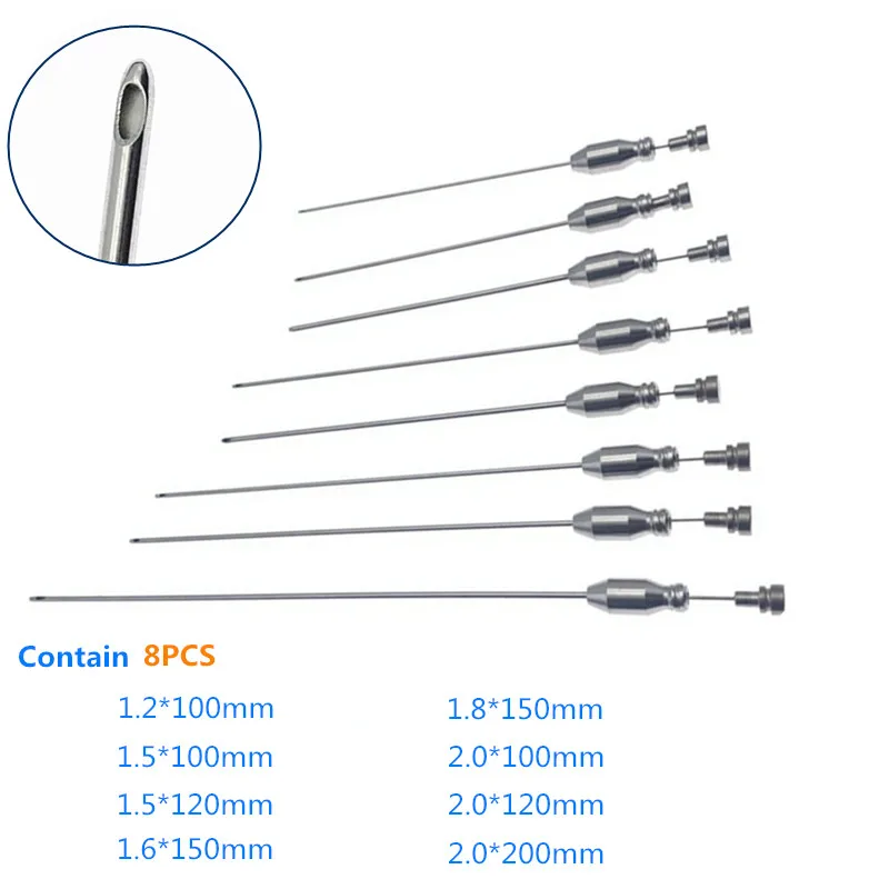 Liposuction Single Hole Facial Fat Harvesting Cannula Liposuction Cannula with Cleaning TubeFat Transfer Cannula