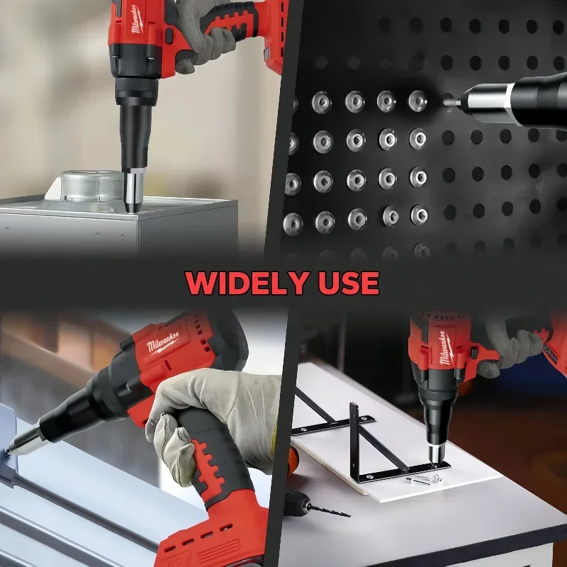 ميلووكي 4.8 مللي متر اللاسلكي الكهربائية المبرشم بندقية فرش التلقائي المبرشم أداة مع مصباح ليد 18 فولت #4