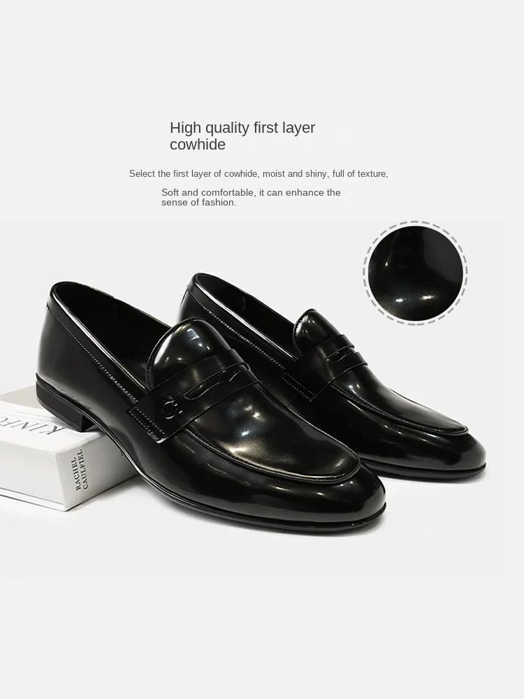 Summer New Men's Business Casual Shoes Genuine Leather Round Toe Loafers