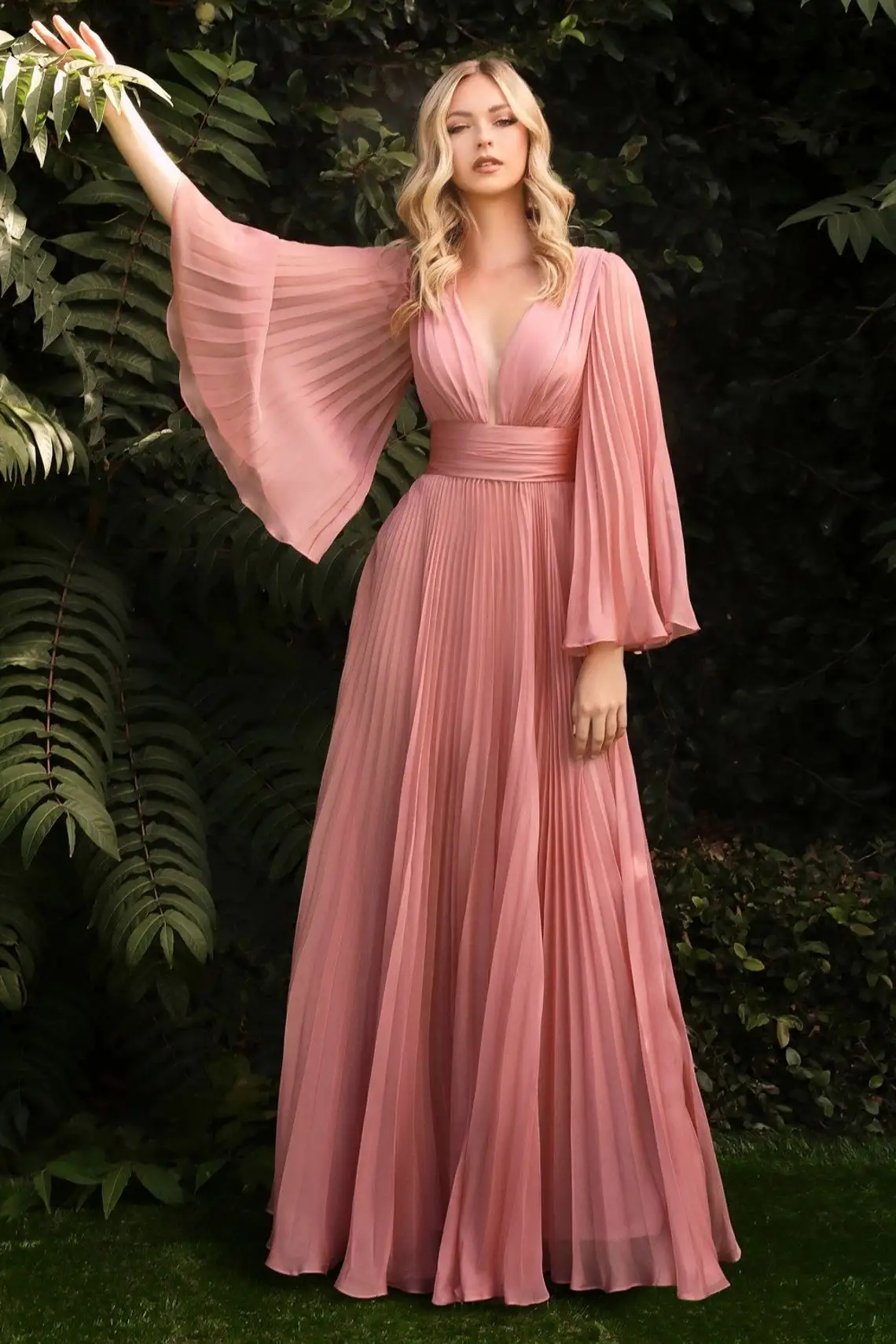 Elegant A-Line Evening Dresses Long Sleeves Pleated Graduation Prom Gowns Wedding Sweep Train Party Dresses 2023 Robe de Soiree