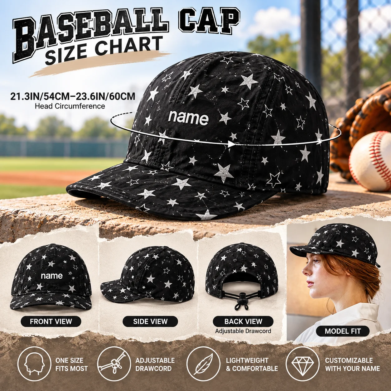 Custom Baseball Cap Personalized Double Sided Baseball Hat Small Oxford Fabric for Travel Sports Outdoor Daily Wear Team Party