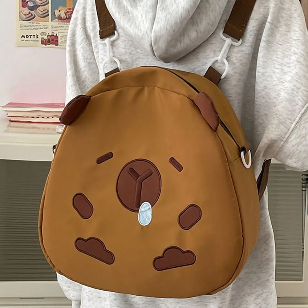 

Cartoon Capybara Backpack Travel Bag Animal Cartoon Capybara Shoulders Bag Zipper Closure Cute Children's School Bag Outdoor