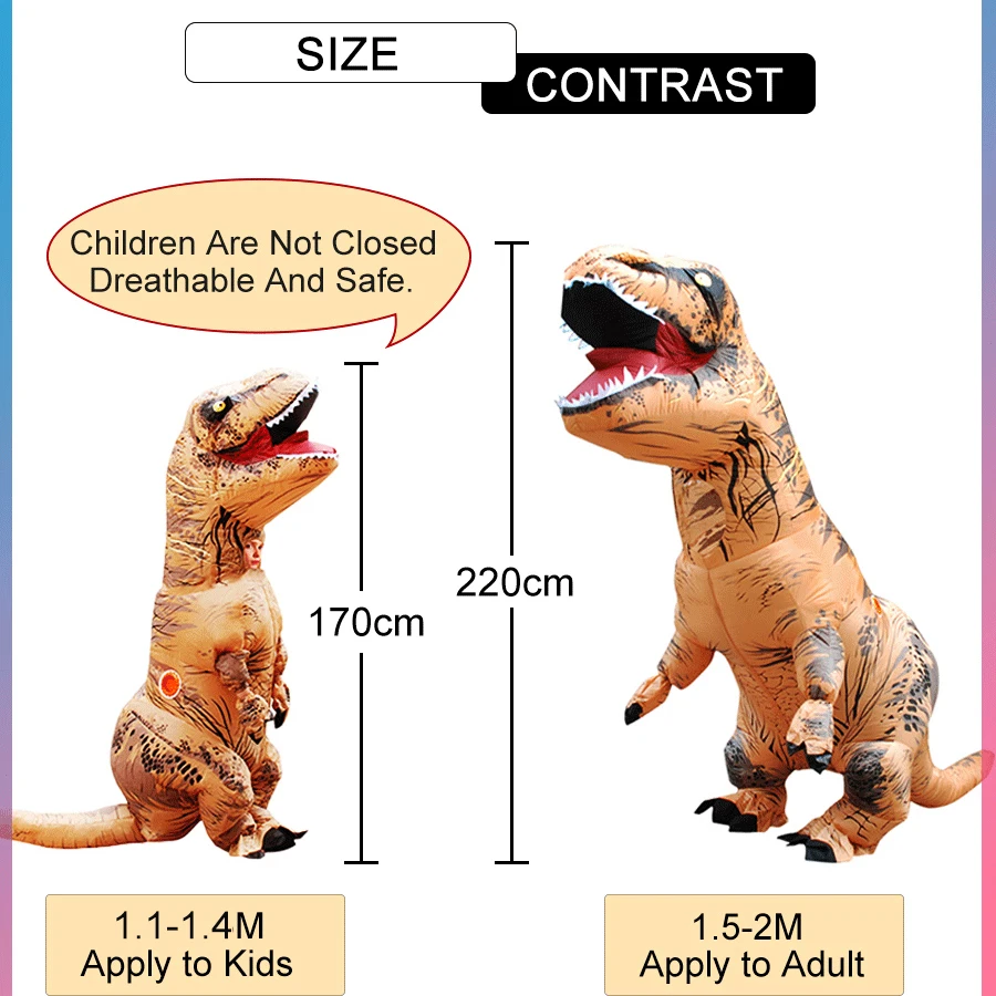 T-Rex Dinosaur Inflatable Costume Purim Halloween Party Cosplay Fancy Suits Mascot Cartoon Anime Dress for Adult Kids