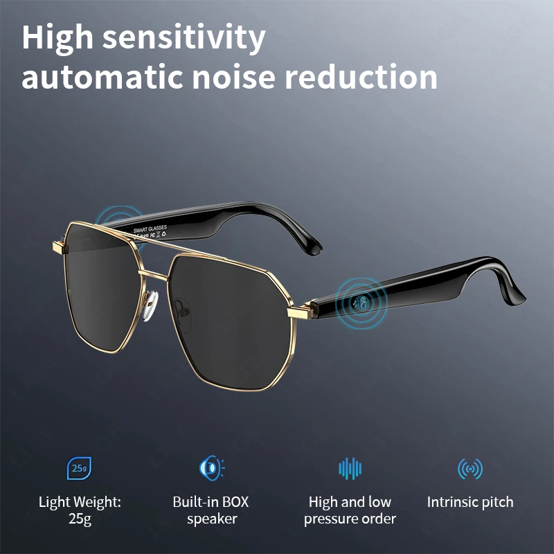 

Умные очки LIGE, Bluetooth-вызов, умный перевод, очки с искусственным интеллектом, воспроизведение музыки, голосовой помощник, солнцезащитные очки с защитой от ультрафиолета для мужчин