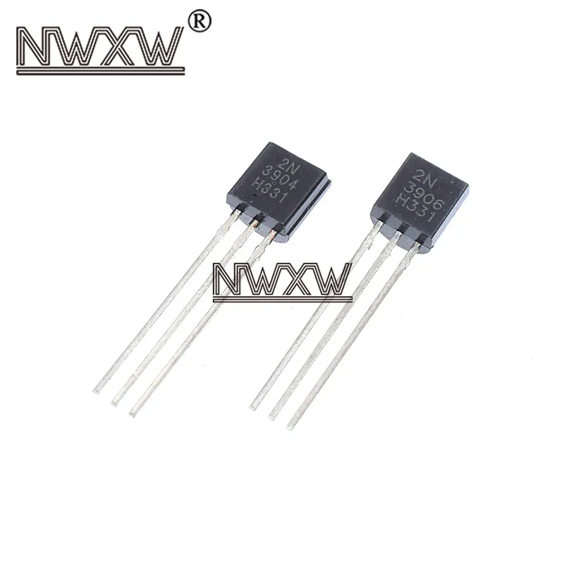 50pcs/lot 2N3904/2N3906 Straight plug TO-92 low power transistor NPN/3904 PNP/3906