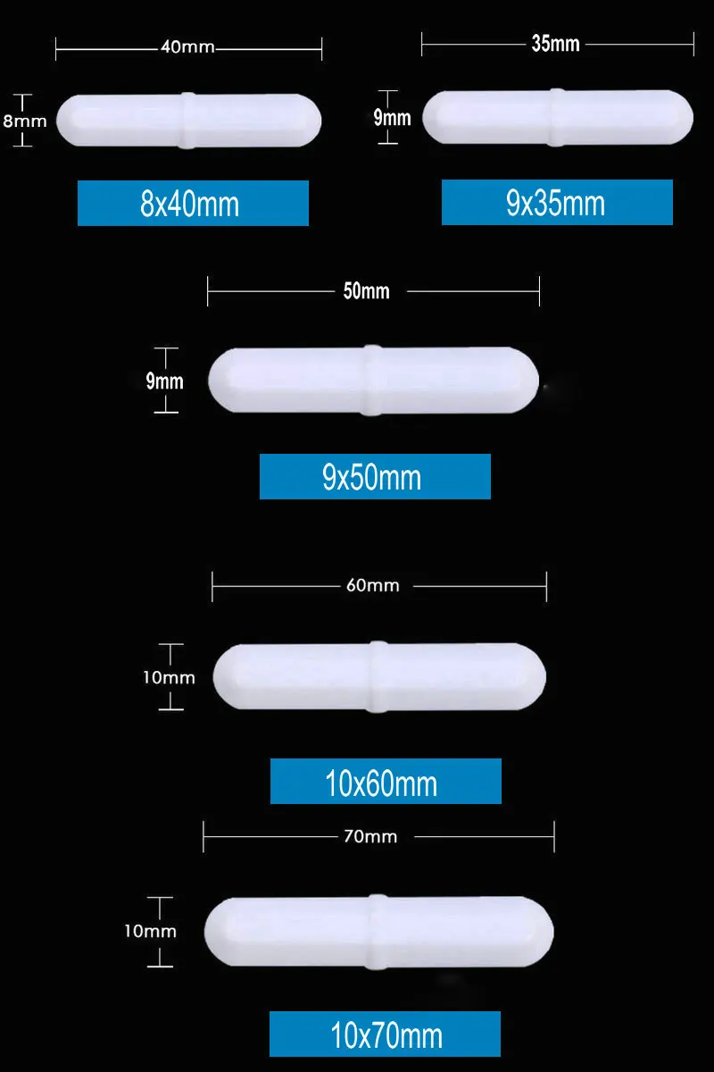 10pcs/lot Lab Magnetic Stir BarType-B PTFE Rotor Cylindrical Magnet Stirrer Laboratory Supplies