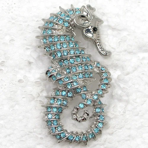 

60pcs/lot Mixed Color (Can Notes Color) Wholesale Seahorse Brooch Rhinestone Pin brooches C101945