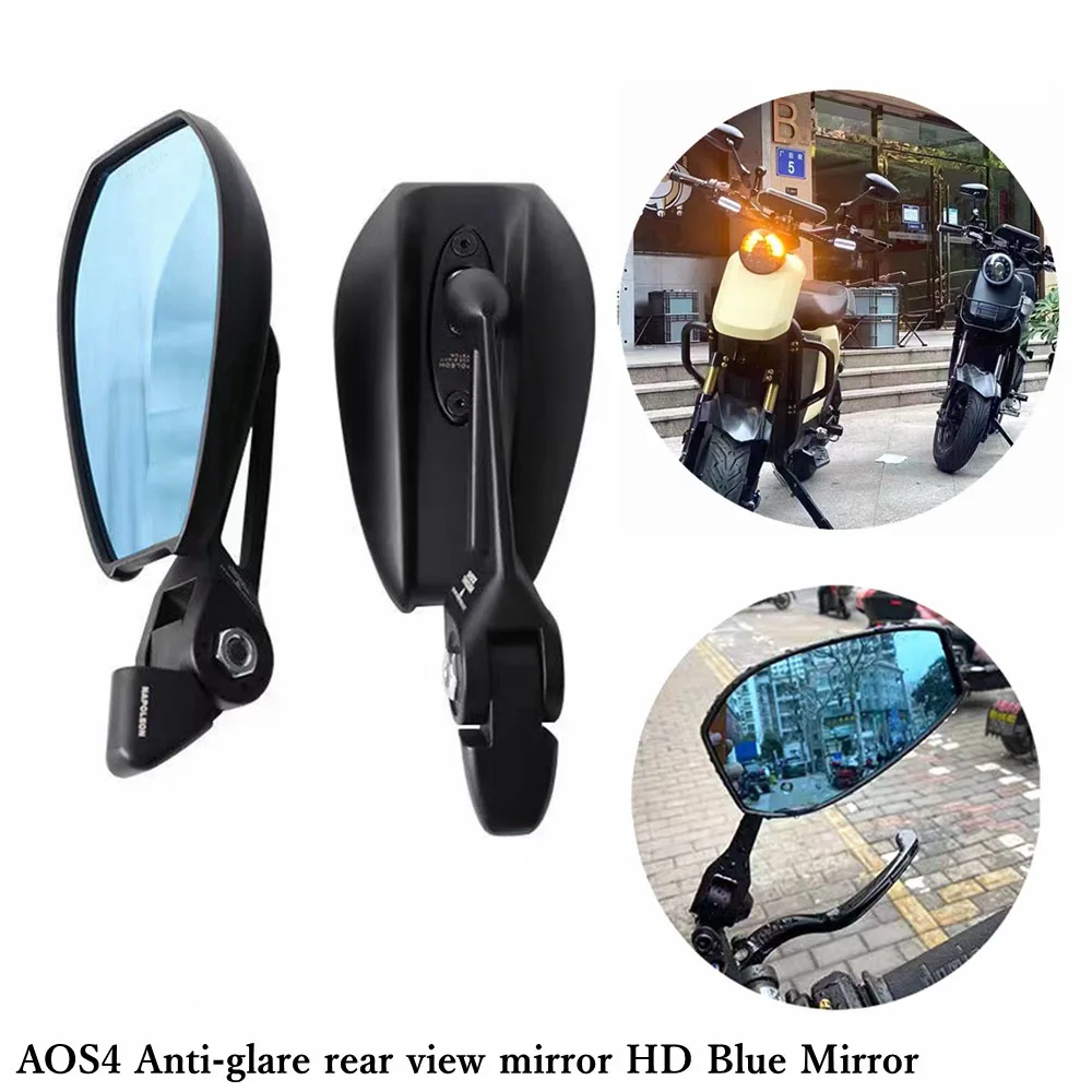 AOS4 Mirror HD Blue Mirror Electric Motorcycle Wide Angle Adjustable Side Rearview Mirror For Niu N1S/NQI/UQI/U+b/009 Modify