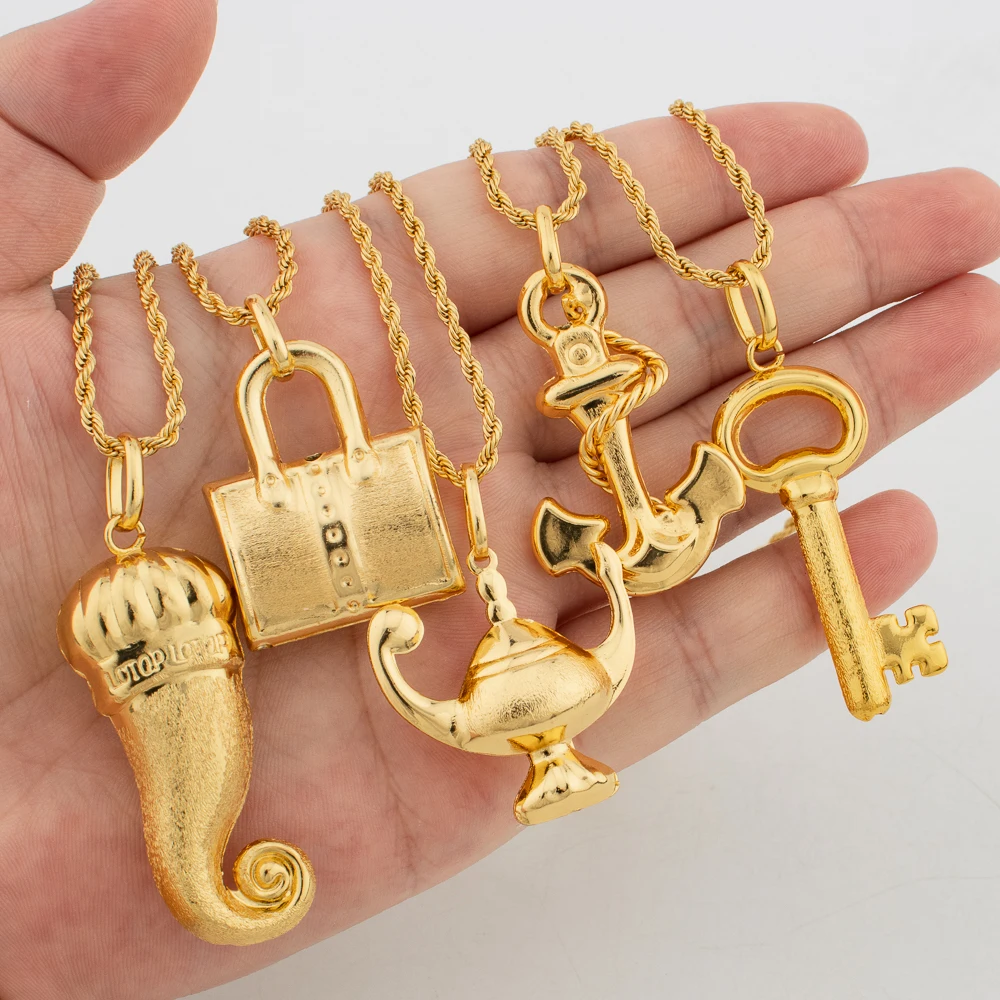 Gold Plated Pendant Necklace 40cm M Size Animal Pendant For Men Women 5pcs Chain with Pendant Party Fashion Luxury Jewelry Gifts