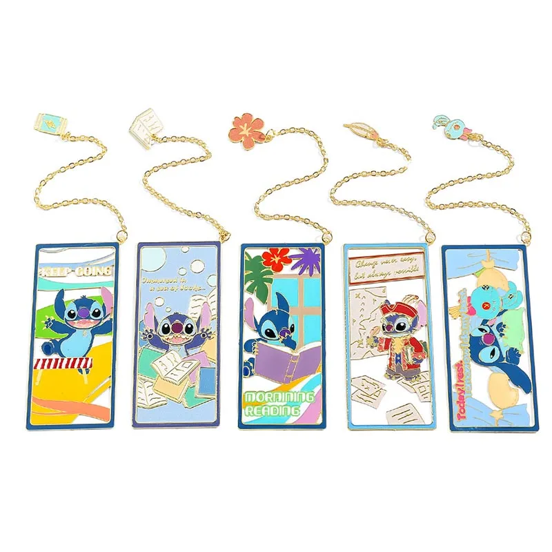 12pcs/lot Kawaii Disney Stitch Memo Pad Bookmark Cute Metal Pendant Stationery Label Office School Supplies