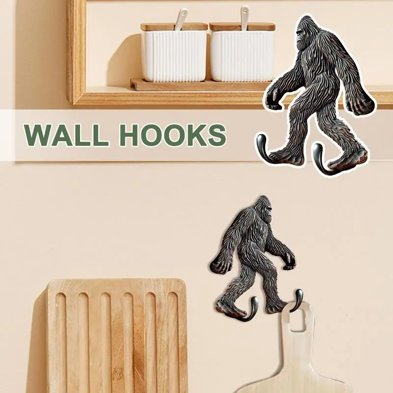 

Wall Hooks Gorilla Shape Resin Cabinet Clothes Hanger Pendant Animal Wall Hat Rack Vintage Home Decoration For Towel Bag Robe