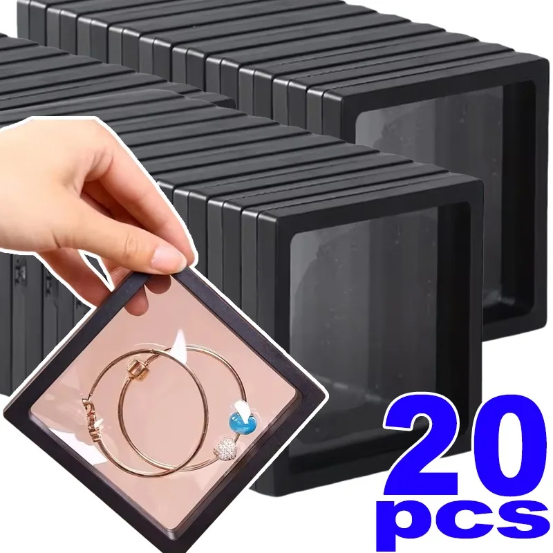 

1/20 шт. Прозрачная коробка для хранения ювелирных изделий из ПЭ-пленки, 3D-футляр для демонстрации серег, колец, браслетов, маленький квадратный держатель для подарков