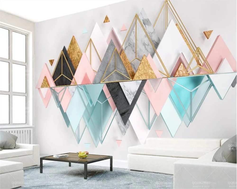 Custom wallpaper 3d triangle metal glass geometric Photo mural TV background wall wall paper home decor papel de parede