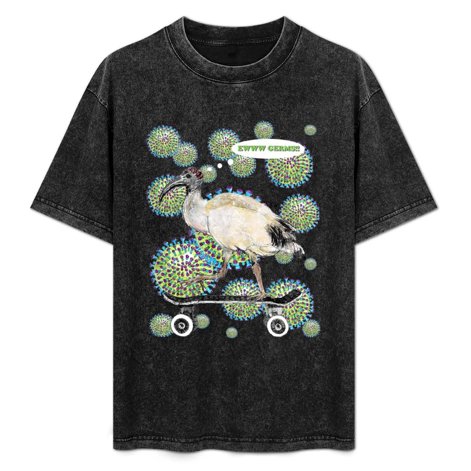 EWWWW GERMS -Skateboarding Ibis - AKA Bin Chicken T-Shirt Short sleeve tee oversized graphic tee mens fashion