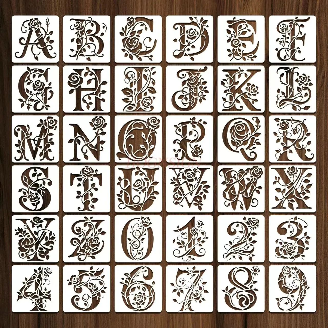36pcs/set English alphanumeric hollow template, plastic template, DIY decorative printing template, handmade