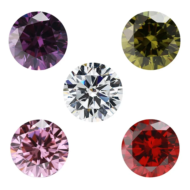 

1.0mm~10.0mm 5A Round Cut Cubic Zirconia Synthetic Gemstone White OliveGreen Pink Garnet Amethyst Mix 5 Colors Loose CZ Stone