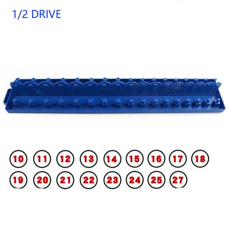 3pcs Metric Socket Set Organizer 1/4\'\' 3/8\'\' 1/2\'\' Drive Socket Plastic Holder Storage Blue Storage Seat for Tool Finishing