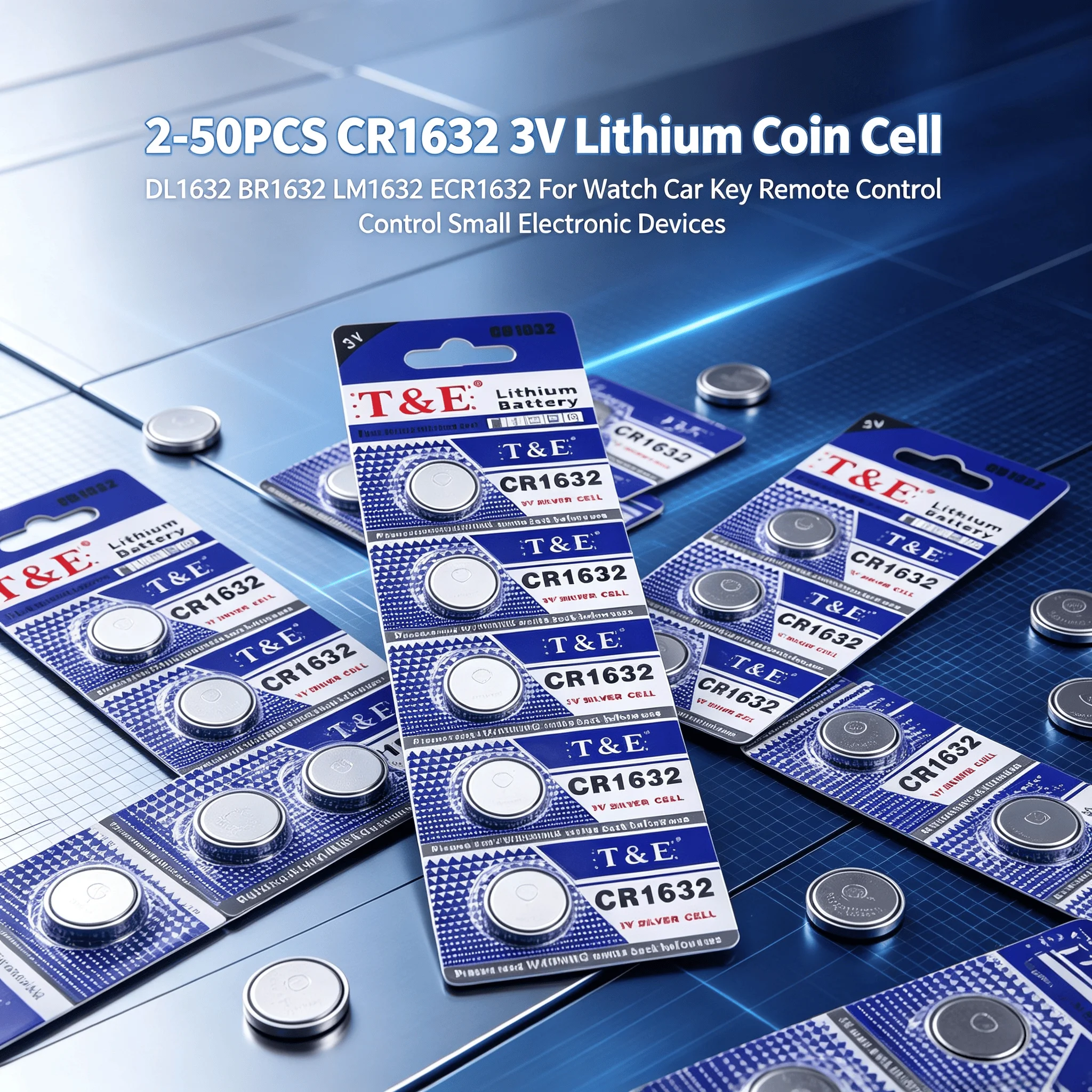 2-50PCS CR1632 3V Lithium Coin Cell DL1632 BR1632 LM1632 ECR1632 For Watch Car Key Remote Control Small Electronic Devices