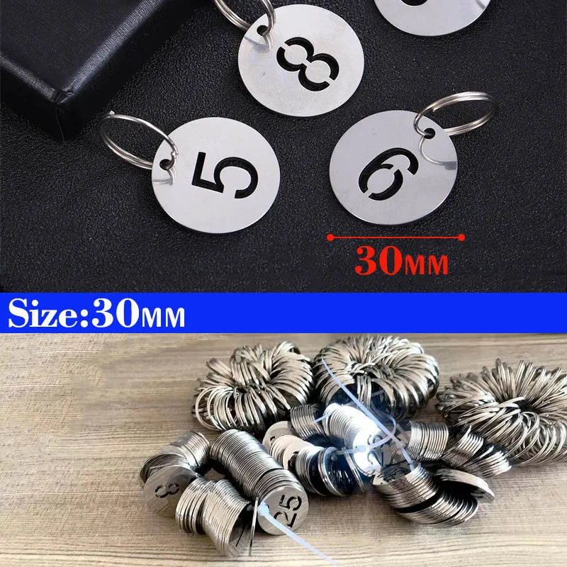 10PCS Stainless Steel 30mm Round Number Labels Hollow Out Number Plates Signs Hangtags For Keys Metal Number Tags Markers