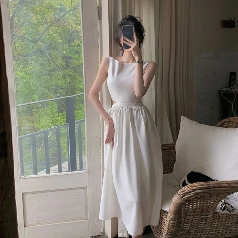 

Summer Women Sexy Elegent Party French White Midi Dress 2023 Female Fashion Slim Clothes Vestidos De Mujer Lady Prom Dress New