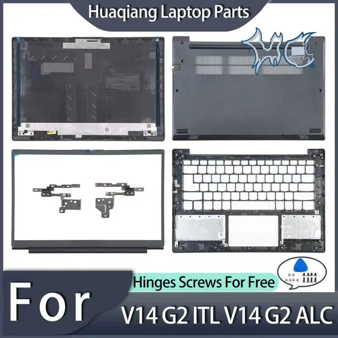 

New Case For V14 G2 ITL V14 G2 ALC IJL LCD Back Cover Front Bezel Palmrest Bottom Case Hinges Laptop top lid 14inch black