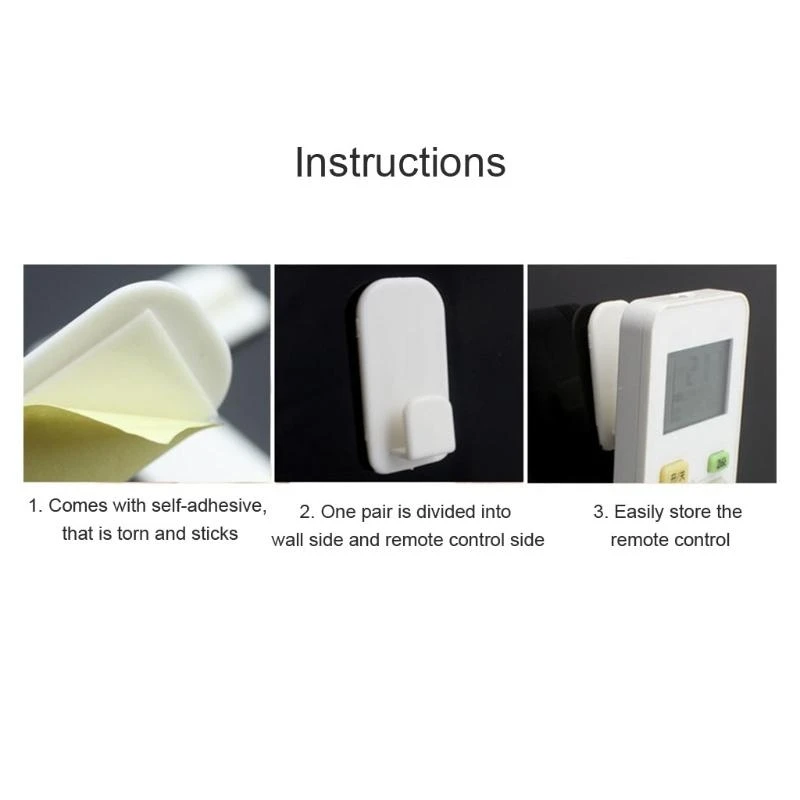 

Wall Mount Remote Control Hanger 4 Pcs Adhesive Plastic Hook Set Holder for TV Remote Controller Air Conditioner