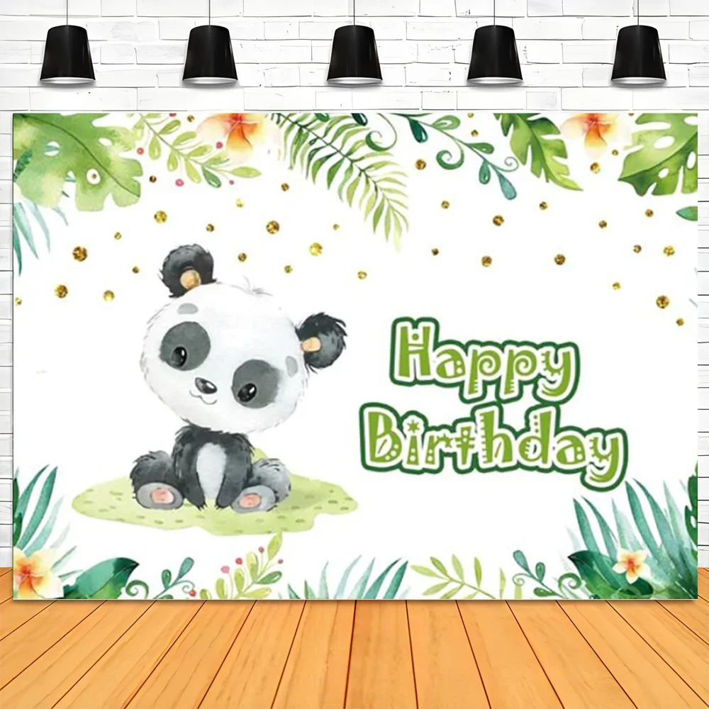 Green Bamboo Panda Backdrop Cute Pattern for Kids Children Party Photography Background Banner Decor Baby Shower Studio Props